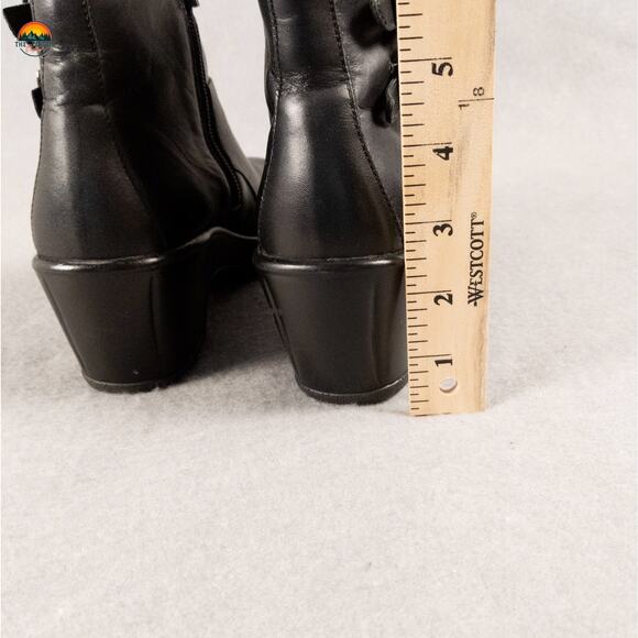 Dansko Bibi Moto Boots Black Leather Block Heel Side Zip Bikercore Women's Sz 36 - Picture 9 of 14